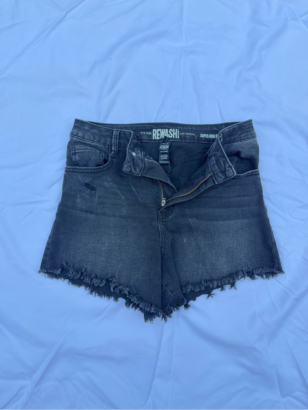 Rewash Black Frayed Hem Denim Shorts